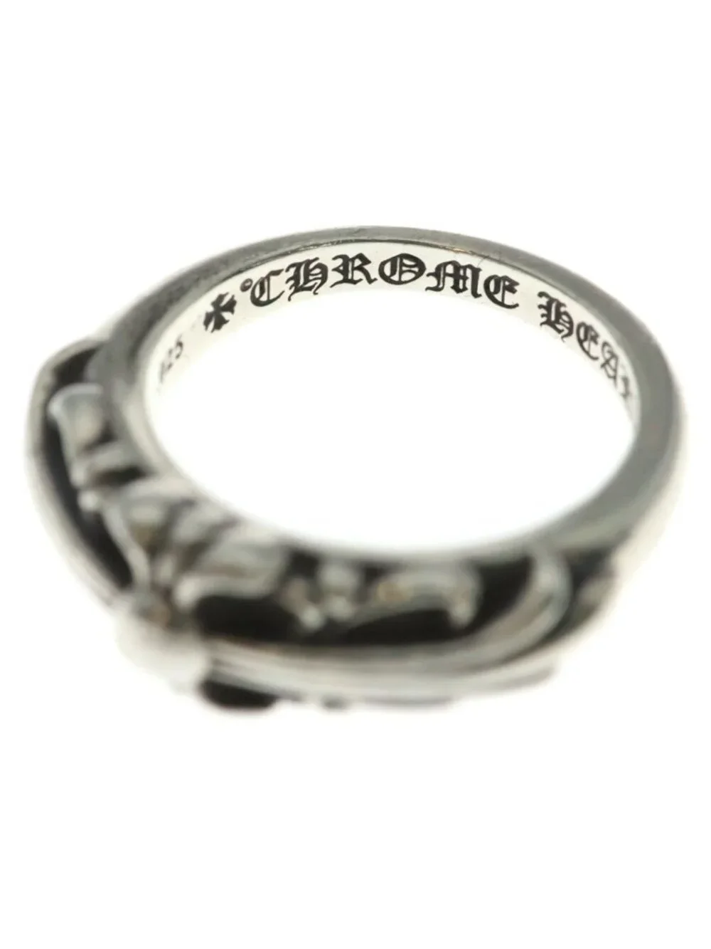 Chrome Hearts Baby Classic Floral Black Sling Silver Ring